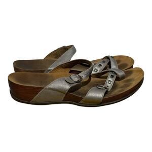 SAS Comfort Strappy Leather Sandals Metallic Gray Women's Size 10M